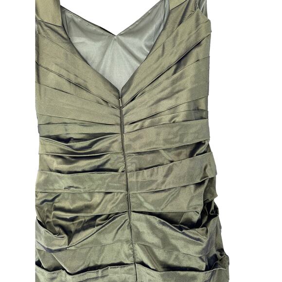 Theia Dress Green Cutout Ruched Party Cocktail Hour Night Out V-Neck Size 6 - Picture 6 of 13